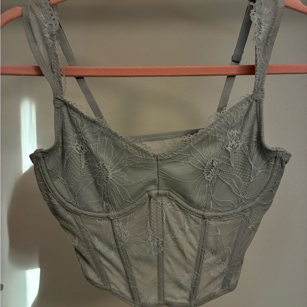 Lace Corset Top in Sage Green